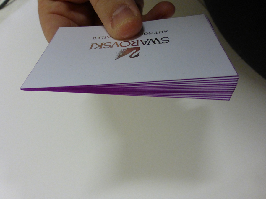 Purple Edge Painting on Business Cards